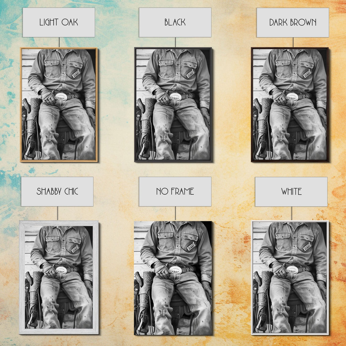 Close-Up of Cowboy's Belt and Saddle in Detailed Black and White Photography for Western Wall Art, Canvas Prints, Rustic Home Decor, Art