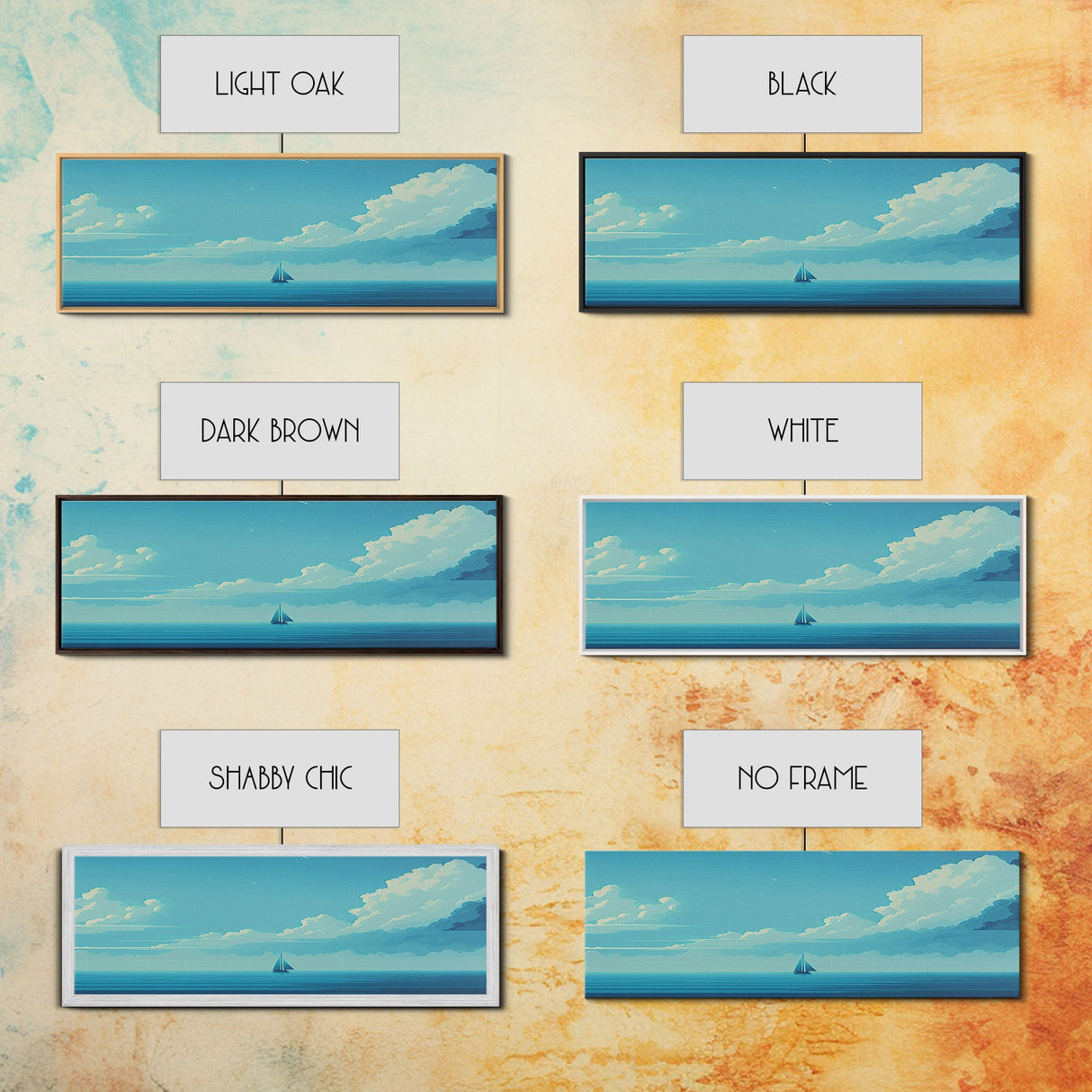 Just You, Me, and the Sea - Nautical Art - Sail Boat on the Open Ocean - Framed Canvas Print - Panoramic Art - Ultra Wide Art