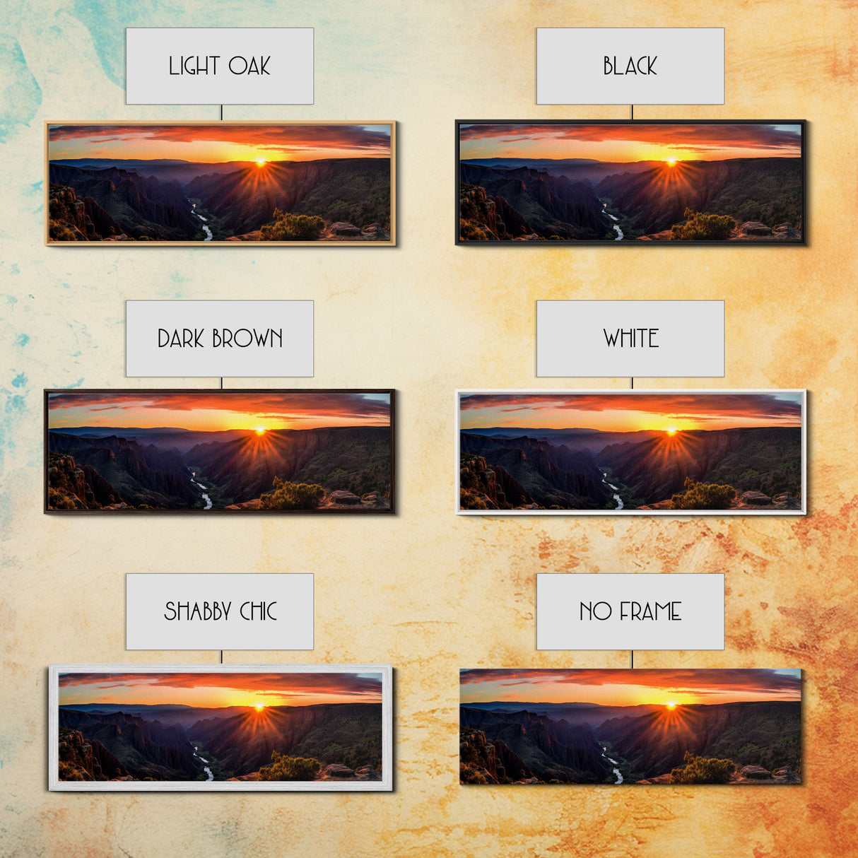 Photographic Panoramic of Black Canyon Of The Gunnison National Park, Sunset Photography, Framed Canvas Print, Landscape Photography