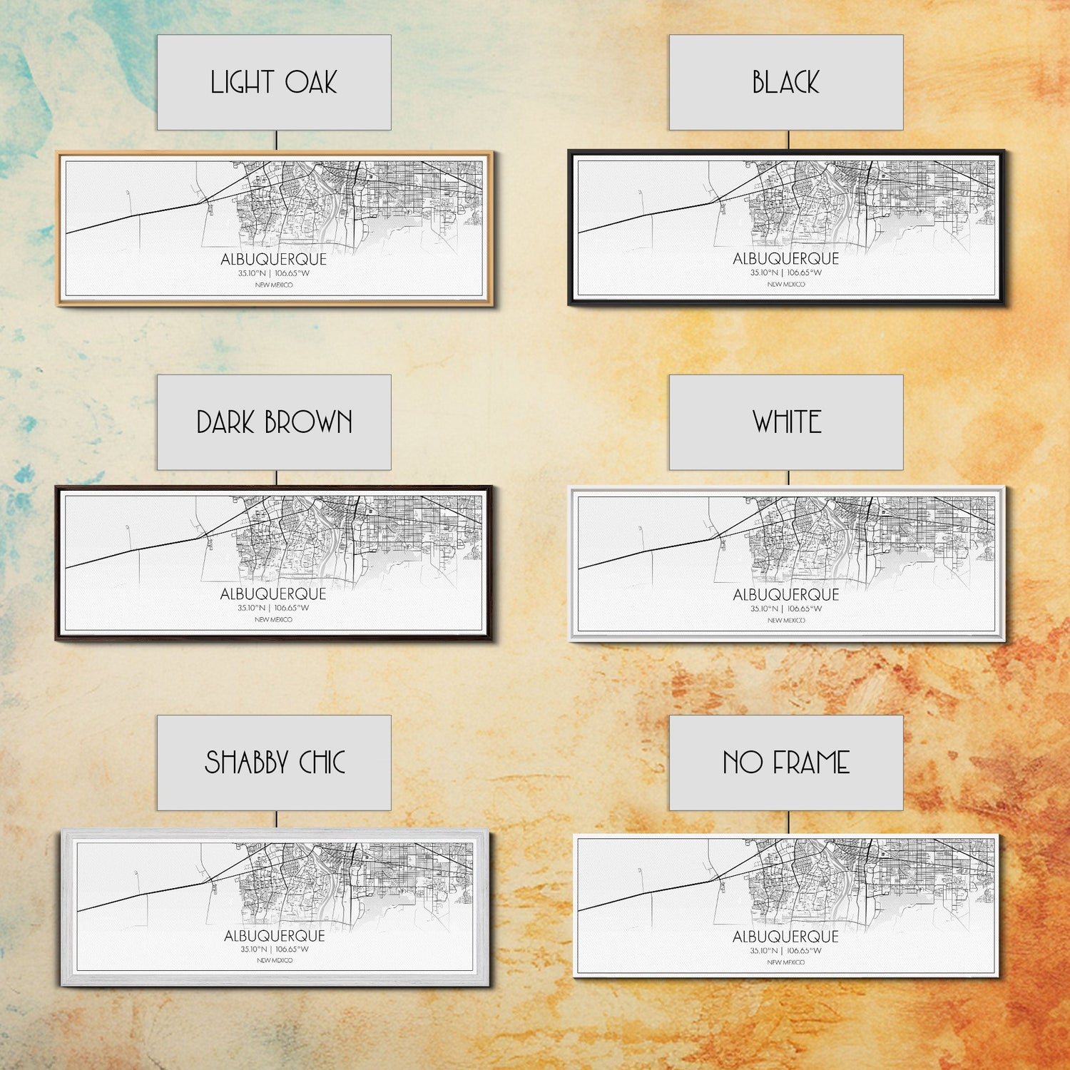 Panoramic Albuquerque City Map, New Mexico Art, Map Print, Minimalist Wall Art, Canvas Art, Housewarming Gift, Street Map Art, Closing Gift