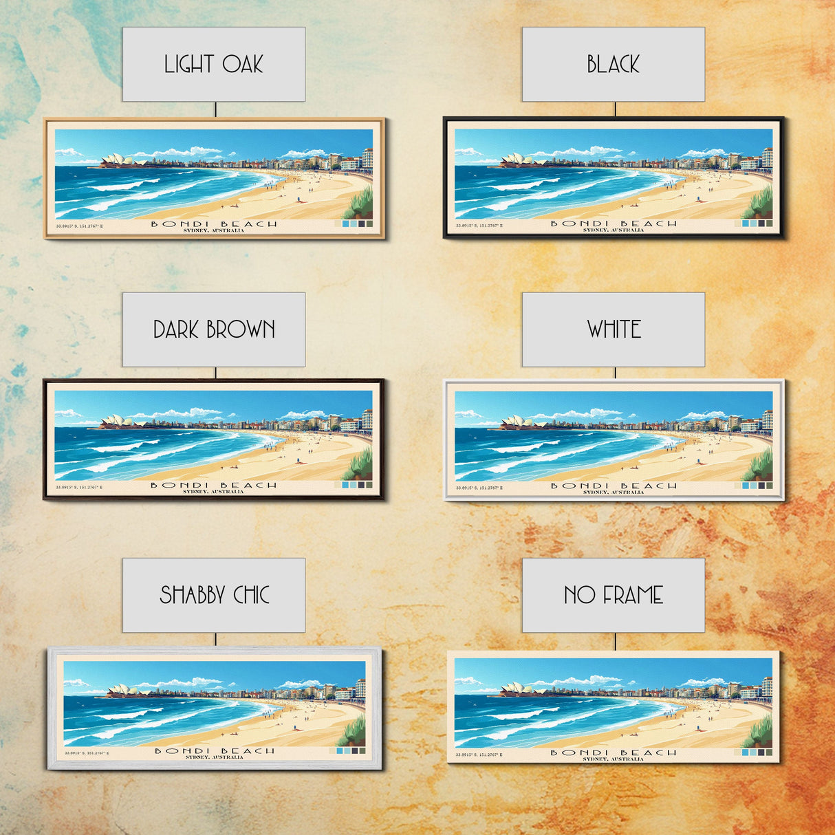 Bondi Beach, Sydney, Australia Panoramic Print, Vacation Gift, Sydney, Australia Wall Art, Beach Painting, Beach Decor, Beach Or Lakehouse Art