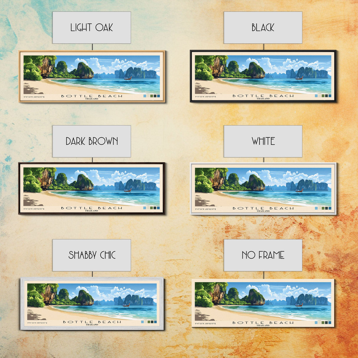 Bottle Beach, Thailand Panoramic Beach Print, Vacation Gift, Thailand Wall Art, Beach Painting, Beach Decor, Beach Painting