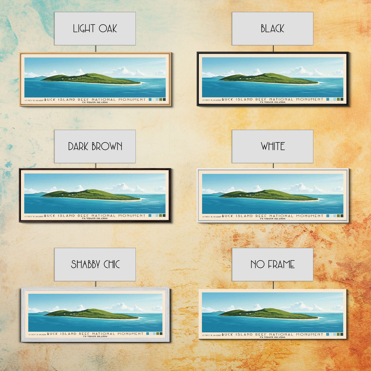 Buck Island Reef National Monument, US Virgin islands Panoramic Beach Print, Vacation Gift, US Virgin islands Wall Art, Framed Canvas Print, Framed Beach Painting