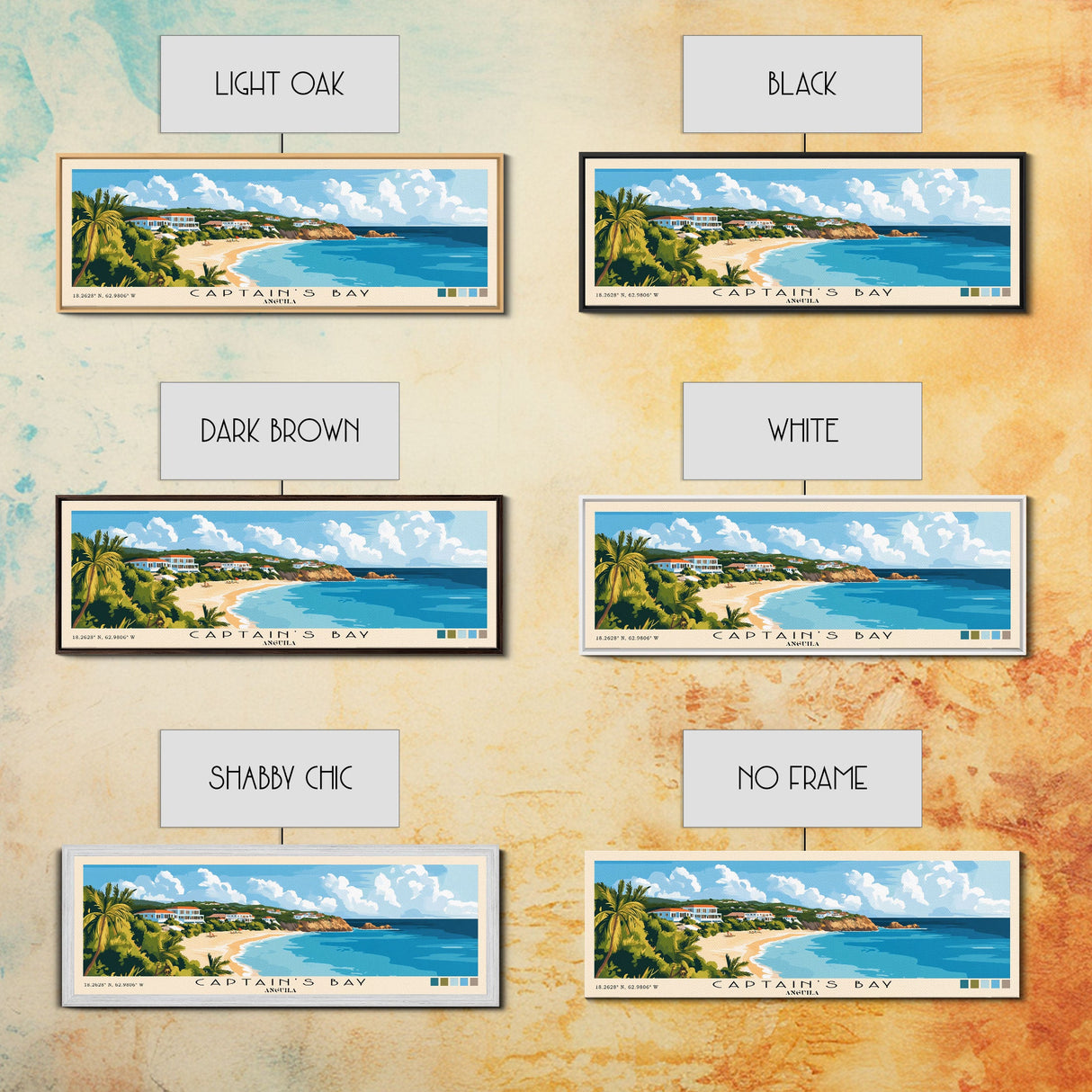 Captain's Bay, Anguila Panoramic Print, Vacation Gift, Anguila Wall Art, Beach Painting, Beach Decor, Beach Or Lakehouse Art