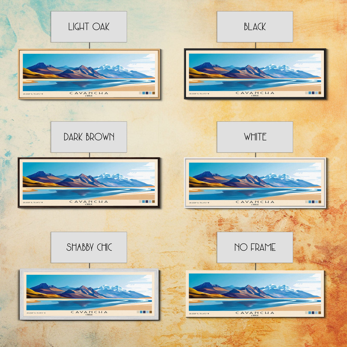 Cavancha, Chile Panoramic Print, Vacation Gift, Chile Wall Art, Beach Painting, Beach Decor, Large Wall Art, Wood Frame Art