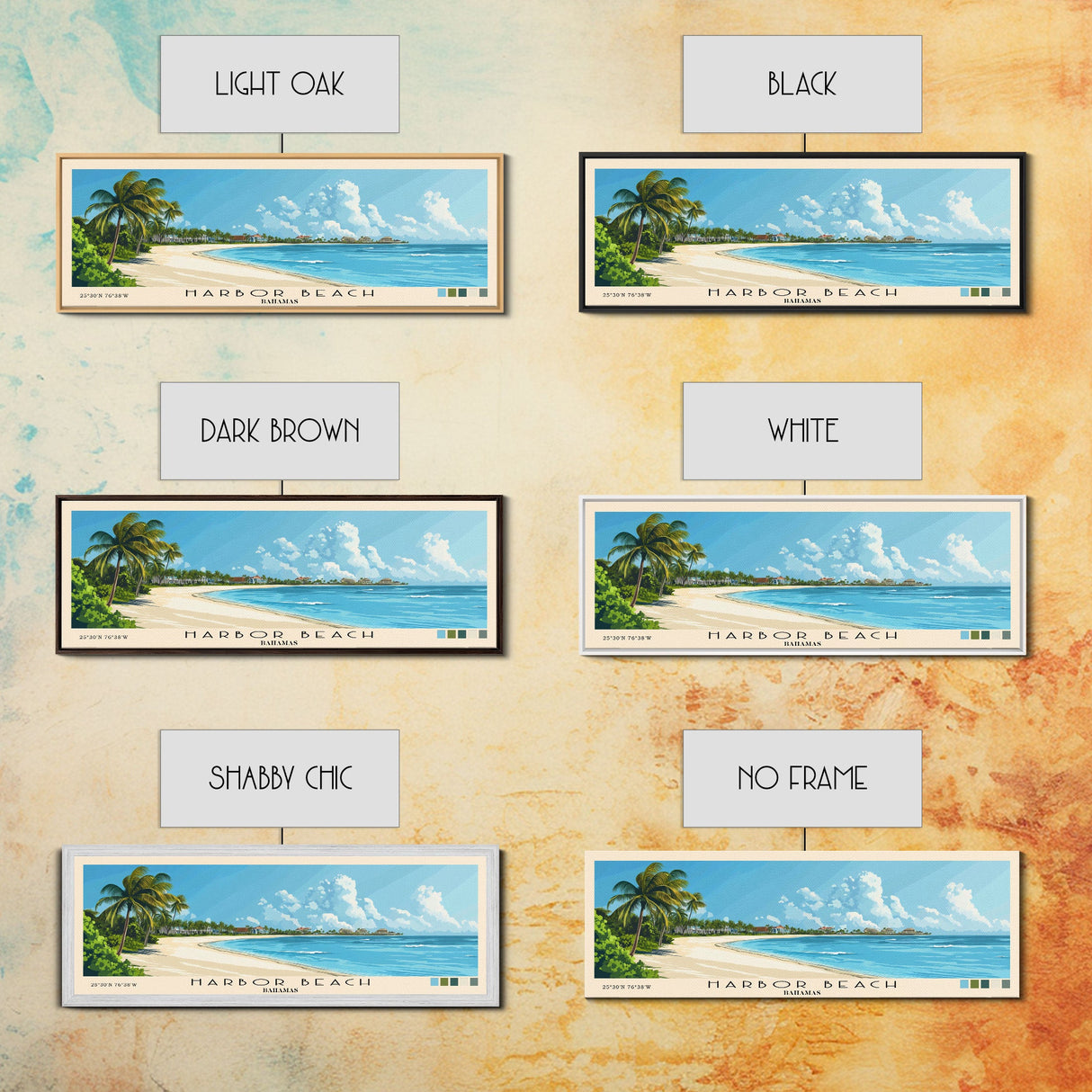 Harbor Beach, Bahamas Panoramic Print, Vacation Gift, Bahamas Wall Art, Beach Painting, Beach Decor, Beach Or Lakehouse Art