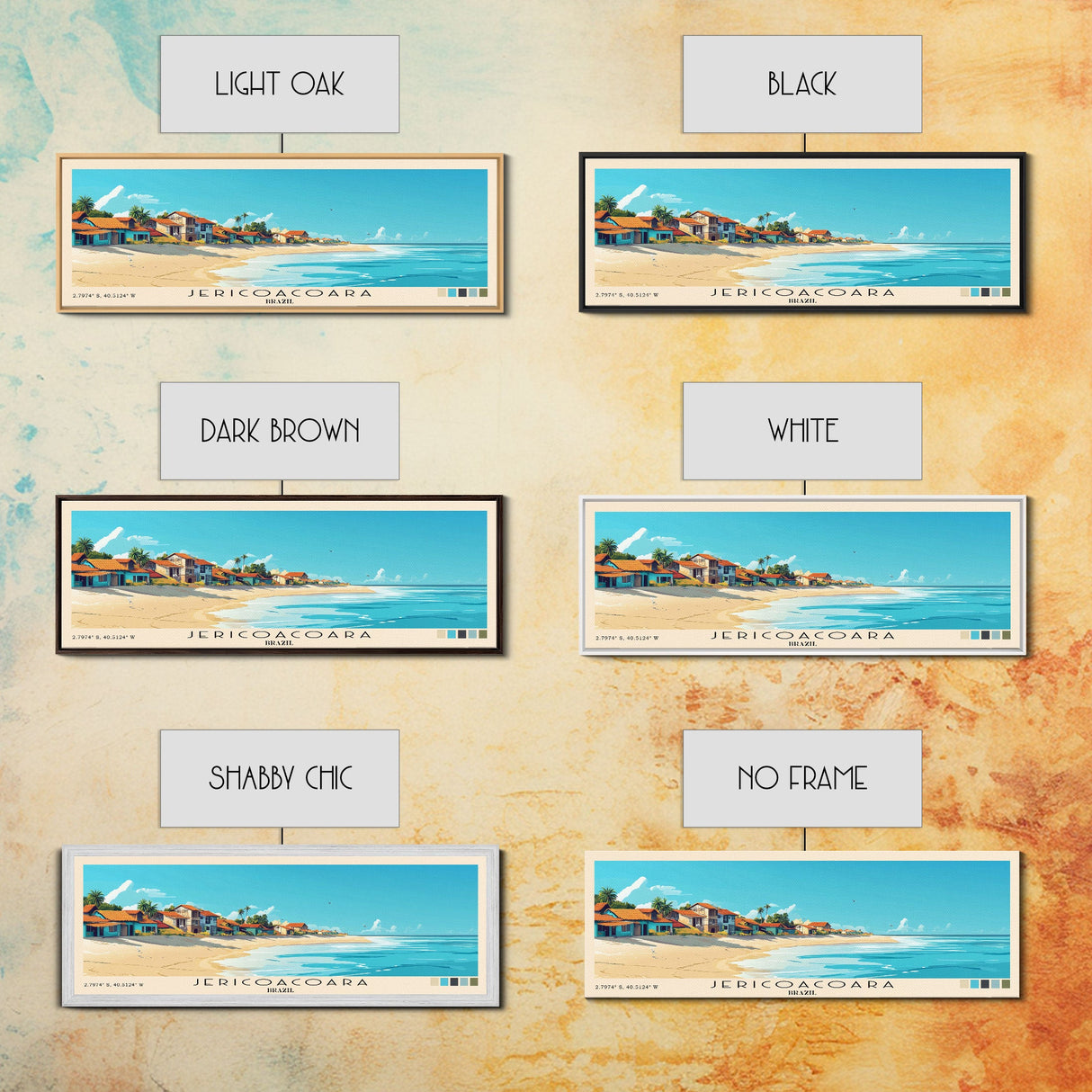 Jericoacoara, Brazil Panoramic Beach Print, Vacation Gift, Brazil Wall Art, Framed Canvas Print, Framed Beach Painting