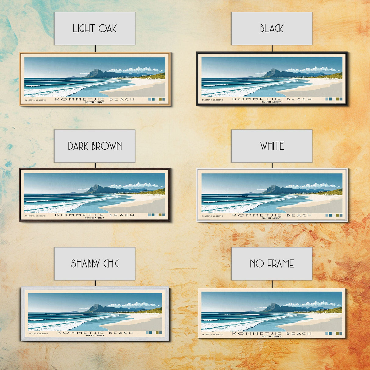 Kommetjie Beach, South Africa Panoramic Beach Print, Vacation Gift, South Africa Wall Art, Framed Canvas Print, Framed Beach Painting