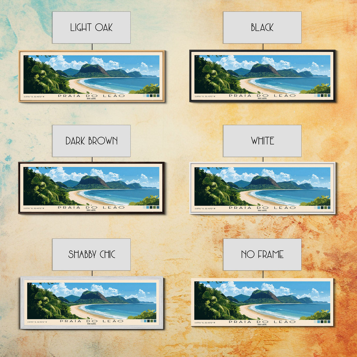 Praia do Leão, Brazil Panoramic Beach Print, Vacation Gift, Brazil Wall Art, Framed Canvas Print, Framed Beach Painting