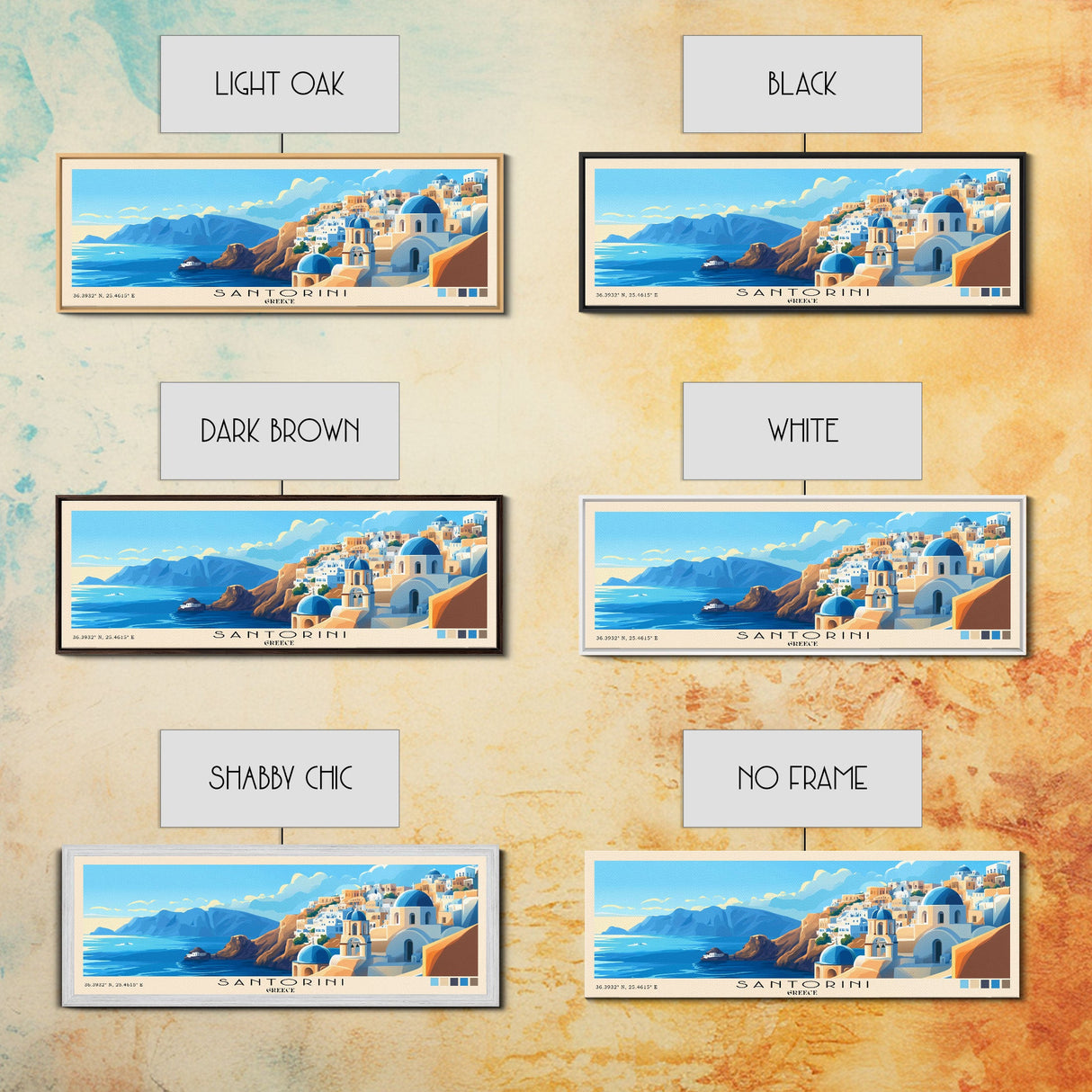 Santorini, Greece Panoramic Print, Vacation Gift, Greece Wall Art, Vacation Wall Art, Vacatation Memories, Beach Decor, Beach Or Lakehouse Art