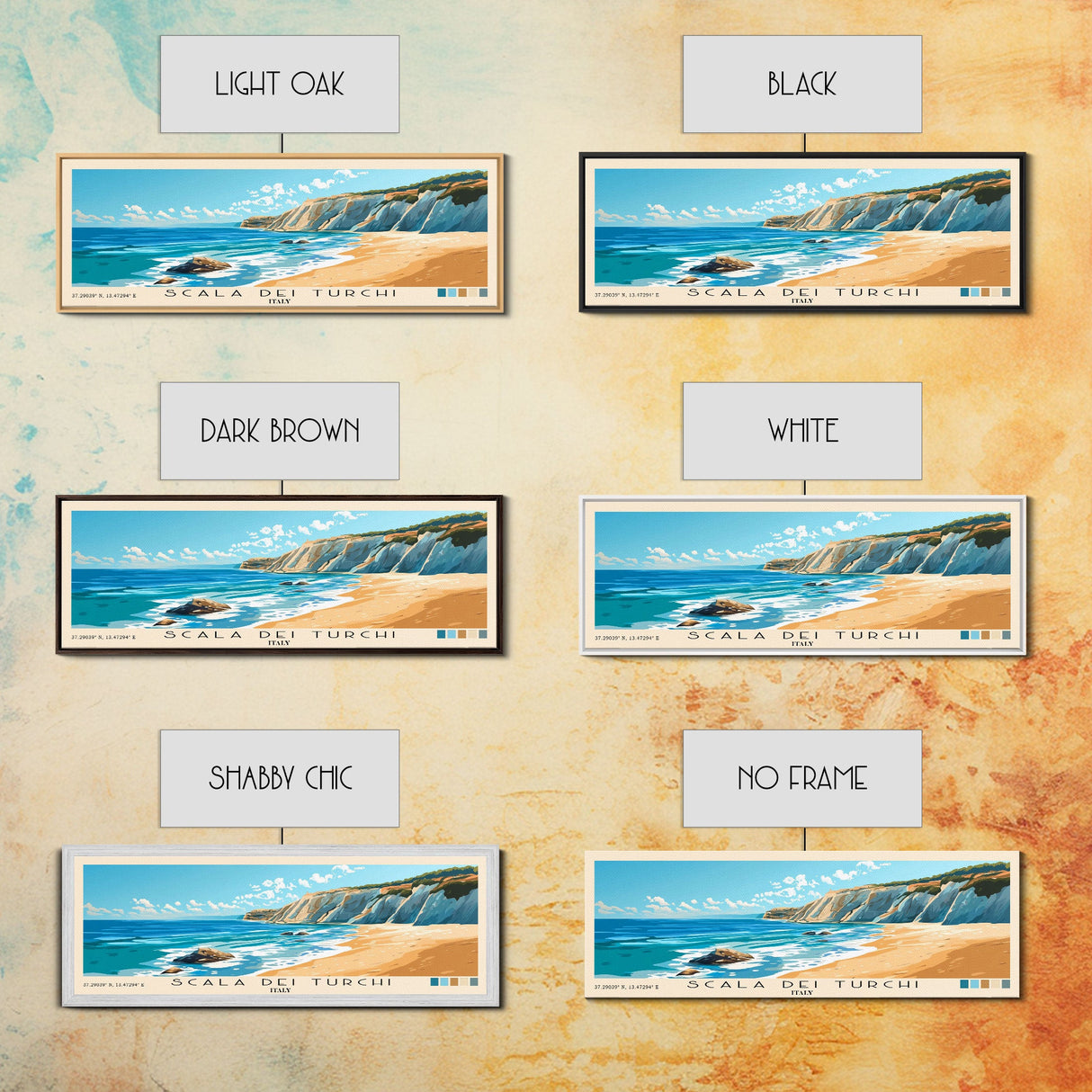 Scala dei Turchi, Italy Panoramic Print, Vacation Gift, Italy Wall Art, Beach Painting, Beach Decor, Large Wall Art, Wood Frame Art