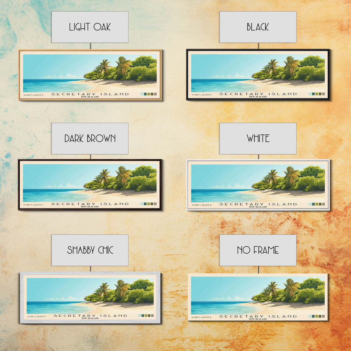 Secretary Island, New Zealand Panoramic Beach Print, Vacation Gift, New Zealand Wall Art, Beach Painting, Beach Decor, Beach Painting