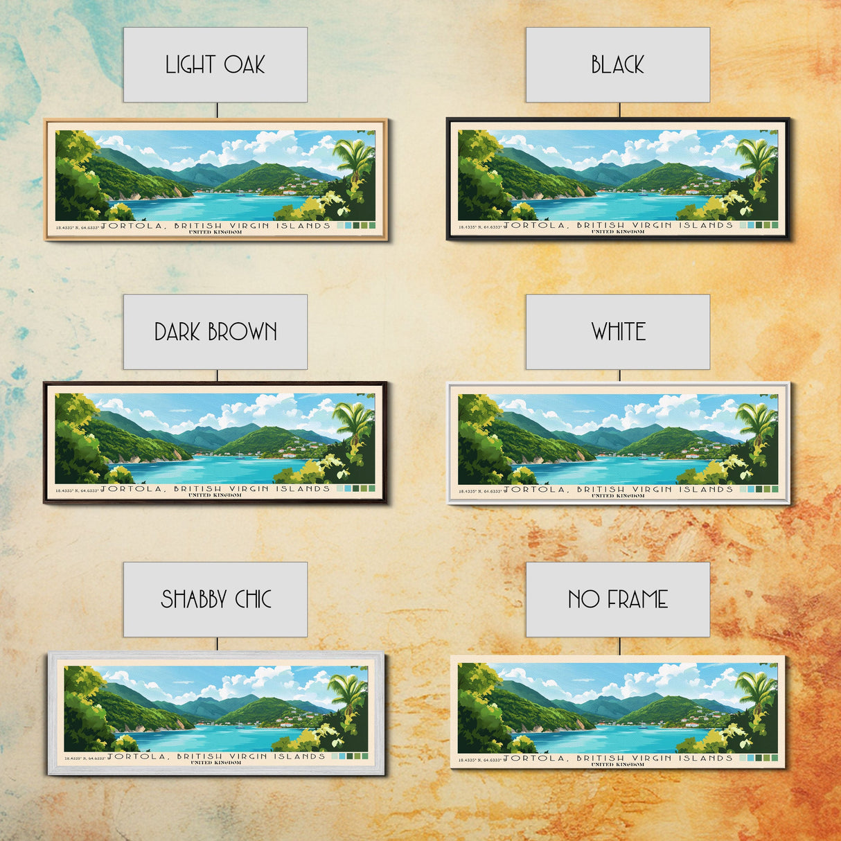 Tortola, British Virgin Islands , United Kingdom Panoramic Print, Vacation Gift, United Kingdom Wall Art, Beach Painting, Beach Decor, Beach Or Lakehouse Art