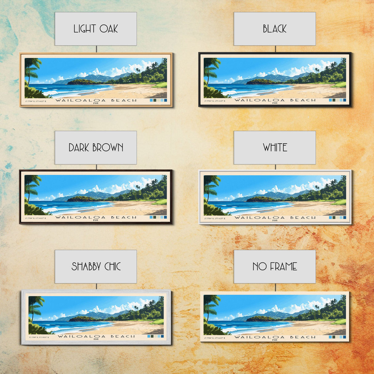 Wailoaloa Beach, Fiji Panoramic Print, Vacation Gift, Fiji Wall Art, Beach Painting, Beach Decor, Large Wall Art, Wood Frame Art