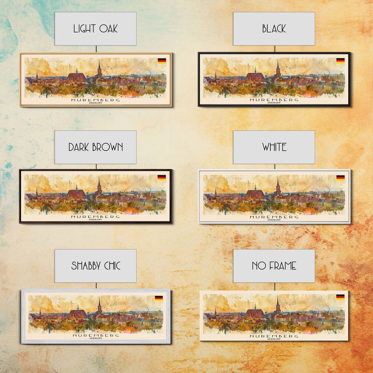 Nuremberg Germany Travel Art, City Art, Framed Canvas Print or Metal Wall Art, Europe Travel Poster, Panoramic Wall Art, Extra Wide Wall Art