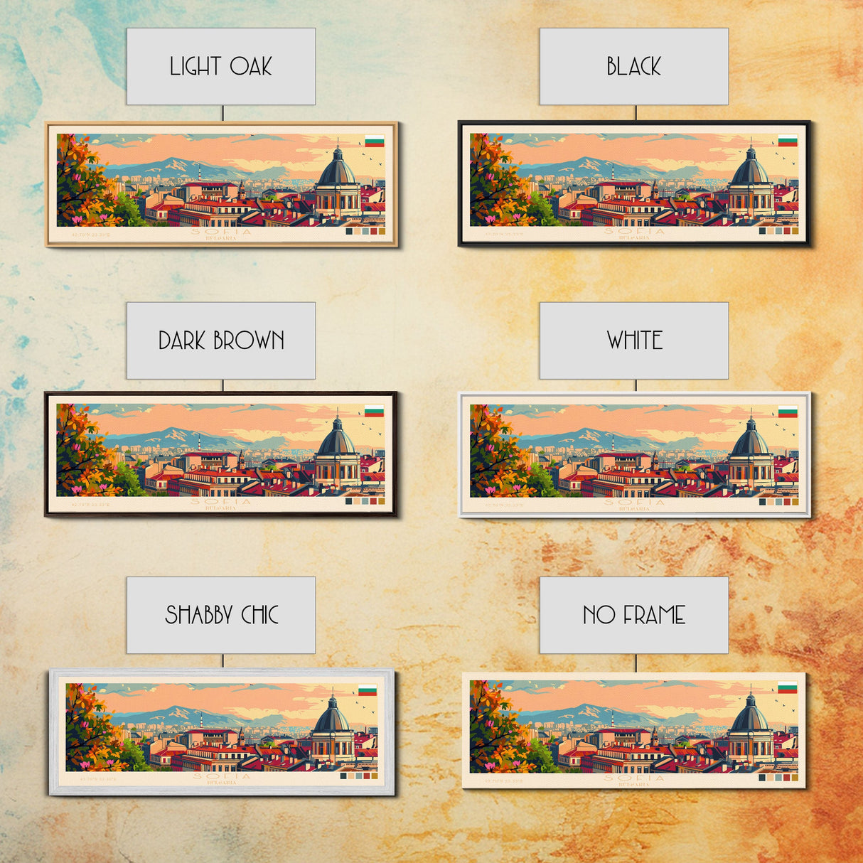 Sofia Bulgaria Wall Art, Panoramic Travel Poster, Panoramic Framed Canvas Print, City Wall Art, Wall Hanging Home Decor, Travel Art