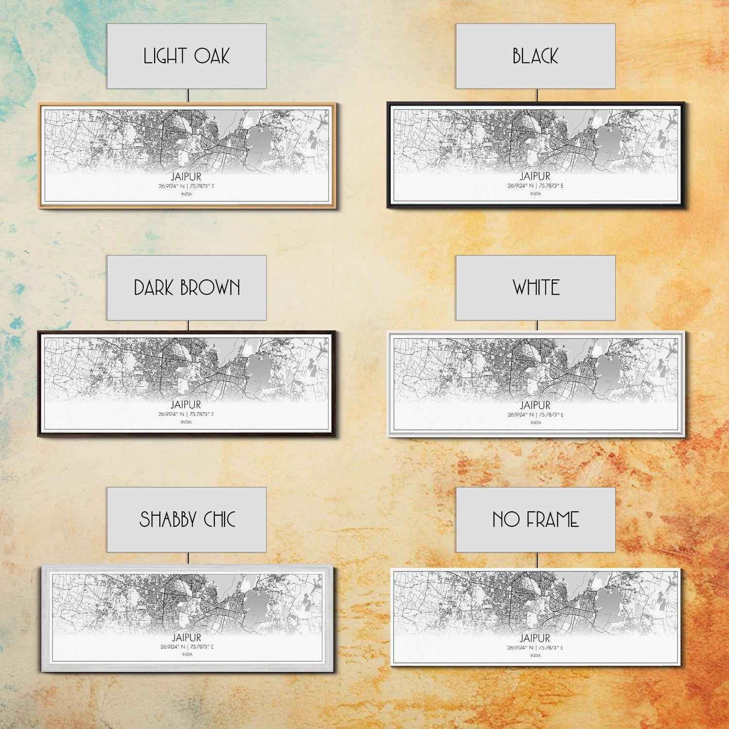 Panoramic Jaipur City Map, India Art, Map Print, Minimalist Wall Art, Canvas Art, Housewarming Gift, Street Map Art, Closing Gift