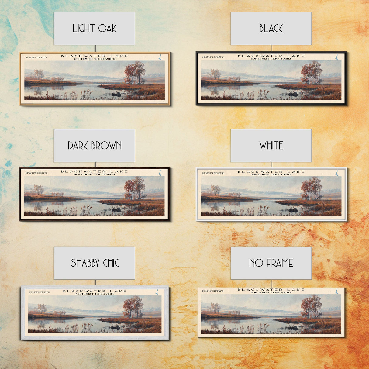 Blackwater Lake Framed Canvas Print, Lake House Decor, Panoramic Scenic View, Travel Poster, Minimalist Art, Lake Painting