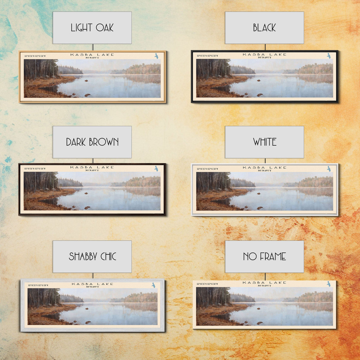 Kasba Lake Framed Canvas Print, Lake House Decor, Panoramic Wall Art, Travel Poster, Beautiful Lake Painting, Home Decor