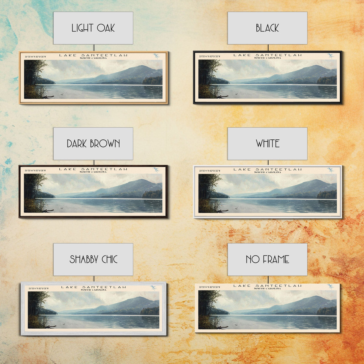 Lake Santeetlah, Boho Art, Serene Landscape, Travel Poster Art, Wall Art, Home Decor, Nature Scene, Lake Painting, Minimalist Art, Modern Art, Travel Print, Framed Canvas Print, Lake House Decor, Panoramic Print