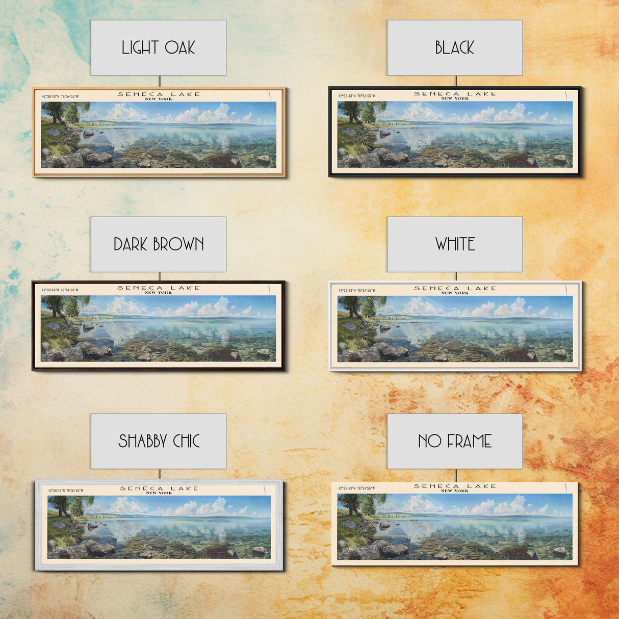 Seneca Lake New York Panoramic Framed Canvas Print, Lake House Decor, Wall Art, Travel Poster, Serene Lake Scene, Bedroom Decor