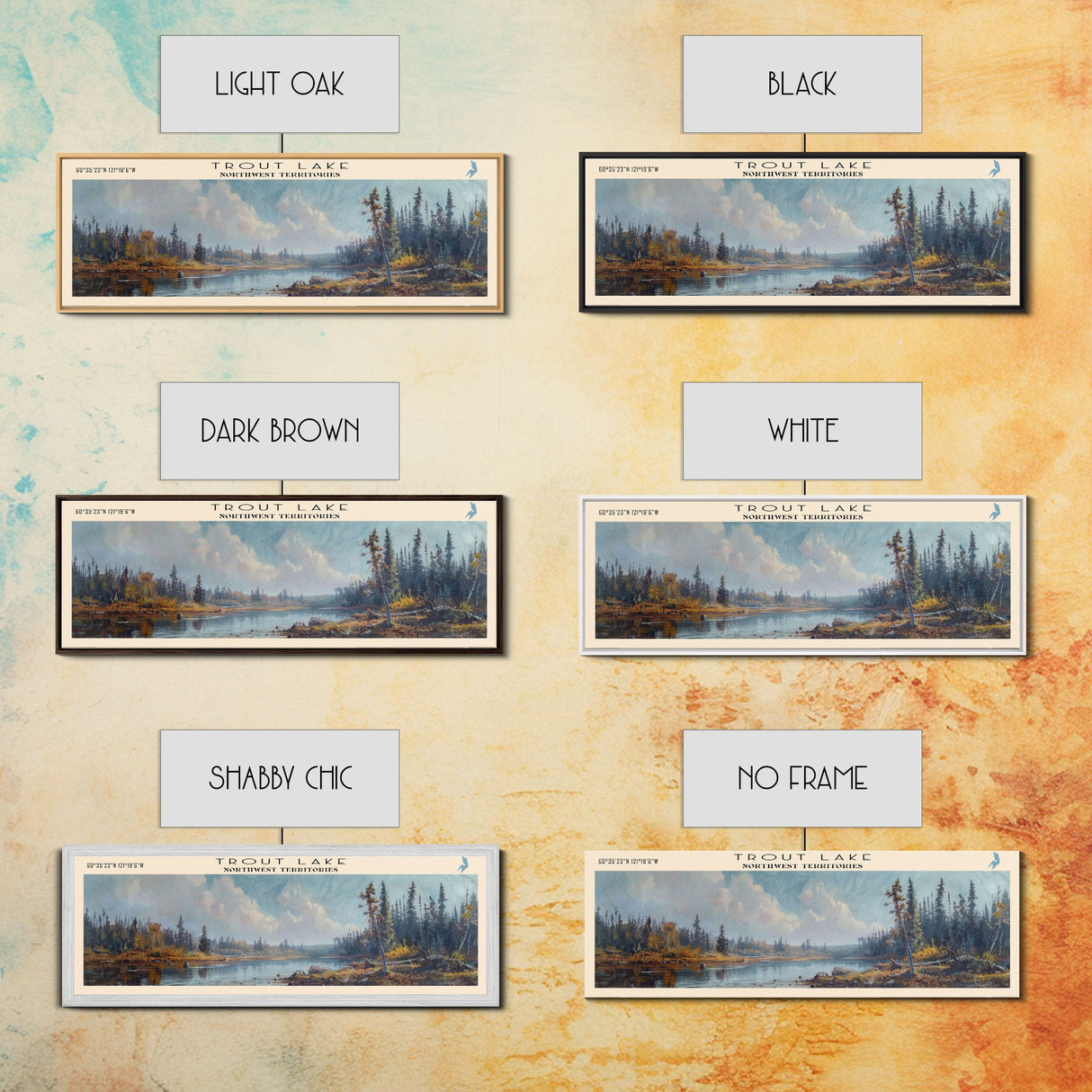 Trout Lake Canada Northwest Territories Panoramic Wall Art, Framed Canvas Print, Lake House Decor, Travel Poster, Beautiful Lake Scene, Home Decor