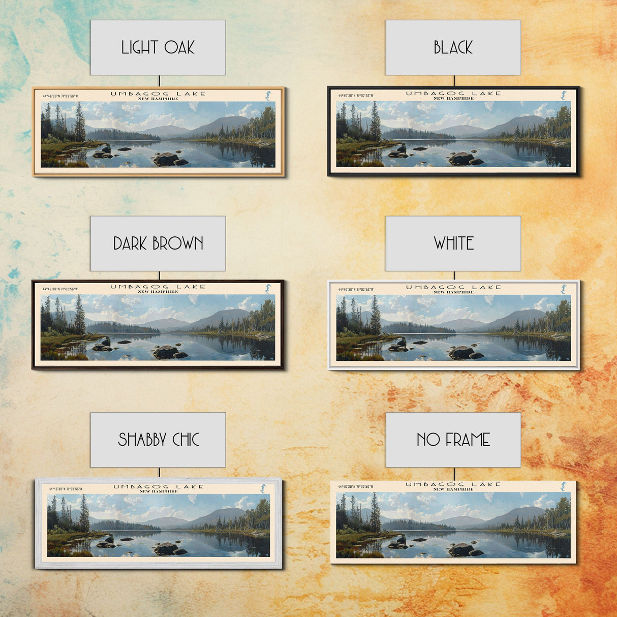 Umbagog Lake New Hampshire Panoramic Wall Art, Framed Canvas Print, Lake House Decor, Travel Poster, Serene Landscape, Living Room Art