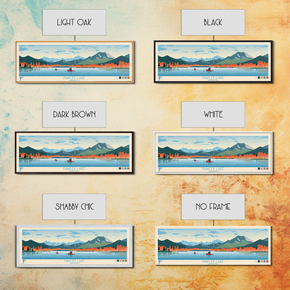 Hawley Lake Arizona Framed Canvas Print, Panoramic Art, Midcentury Modern, Pop Art, Bedroom Decor, Travel Poster, Artistic Decor, Home Decor