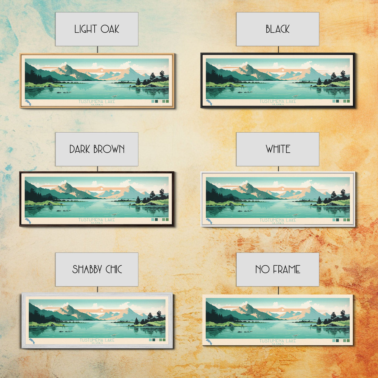 Tustumena Lake, Alaska Framed Canvas Print, Lake House Decor, Midcentury Modern Art, Pop Art, Travel Poster, Living Room Wall Art