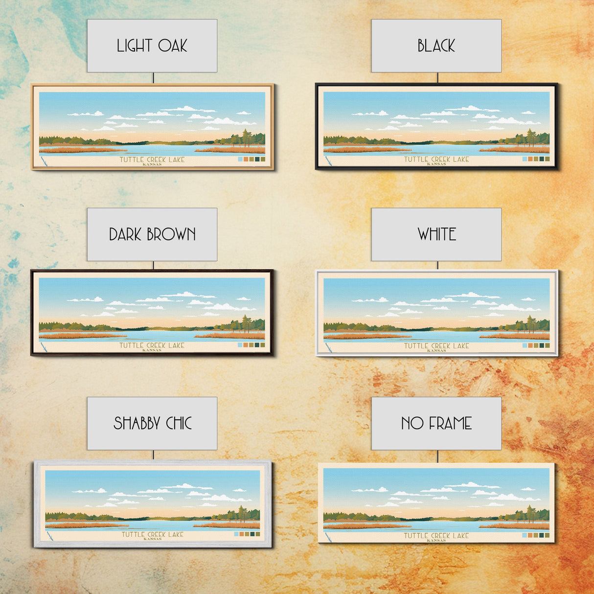 Tuttle Creek Lake, Kansas Framed Canvas Print, Lake House Decor, Midcentury Modern Art, Pop Art, Travel Poster, Living Room Wall Art