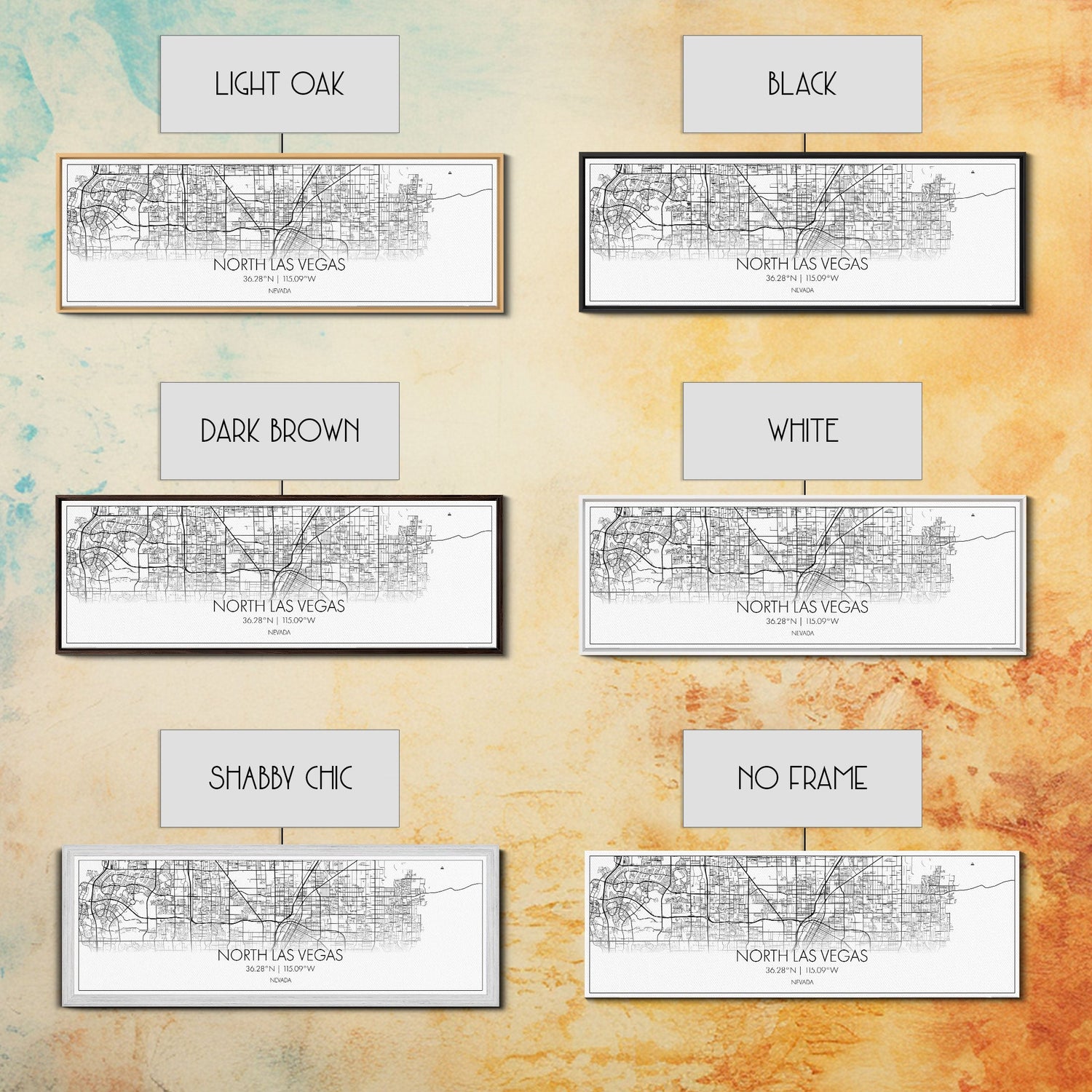 Panoramic North Las Vegas City Map, Nevada Art, Map Print, Minimalist Wall Art, Canvas Art, Housewarming Gift, Street Map Art, Closing Gift