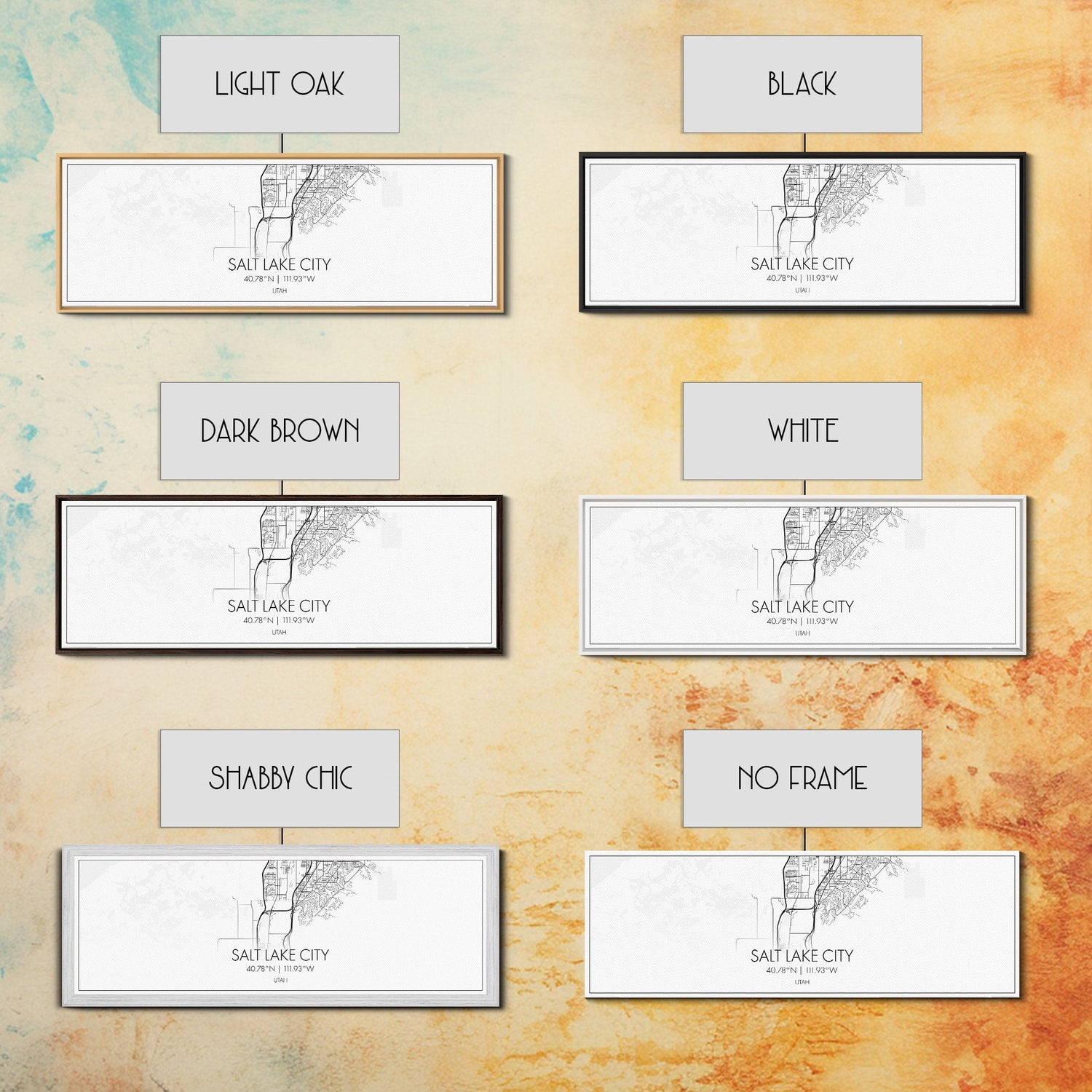 Panoramic Salt Lake City Map, Utah Art, Map Print, Minimalist Wall Art, Canvas Art, Housewarming Gift, Street Map Art, Closing Gift