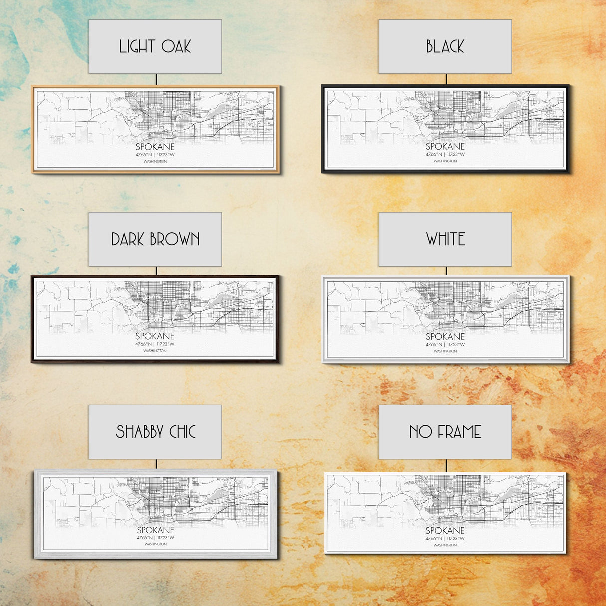 Panoramic Spokane City Map, Washington Art, Map Print, Minimalist Wall Art, Canvas Art, Housewarming Gift, Street Map Art, Closing Gift