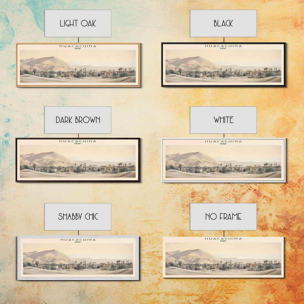 Huacachina Travel Poster Print, Framed Canvas Print, COUNTRY Travel Art, Wood Framed Art, Wall Hanging, Home Decor