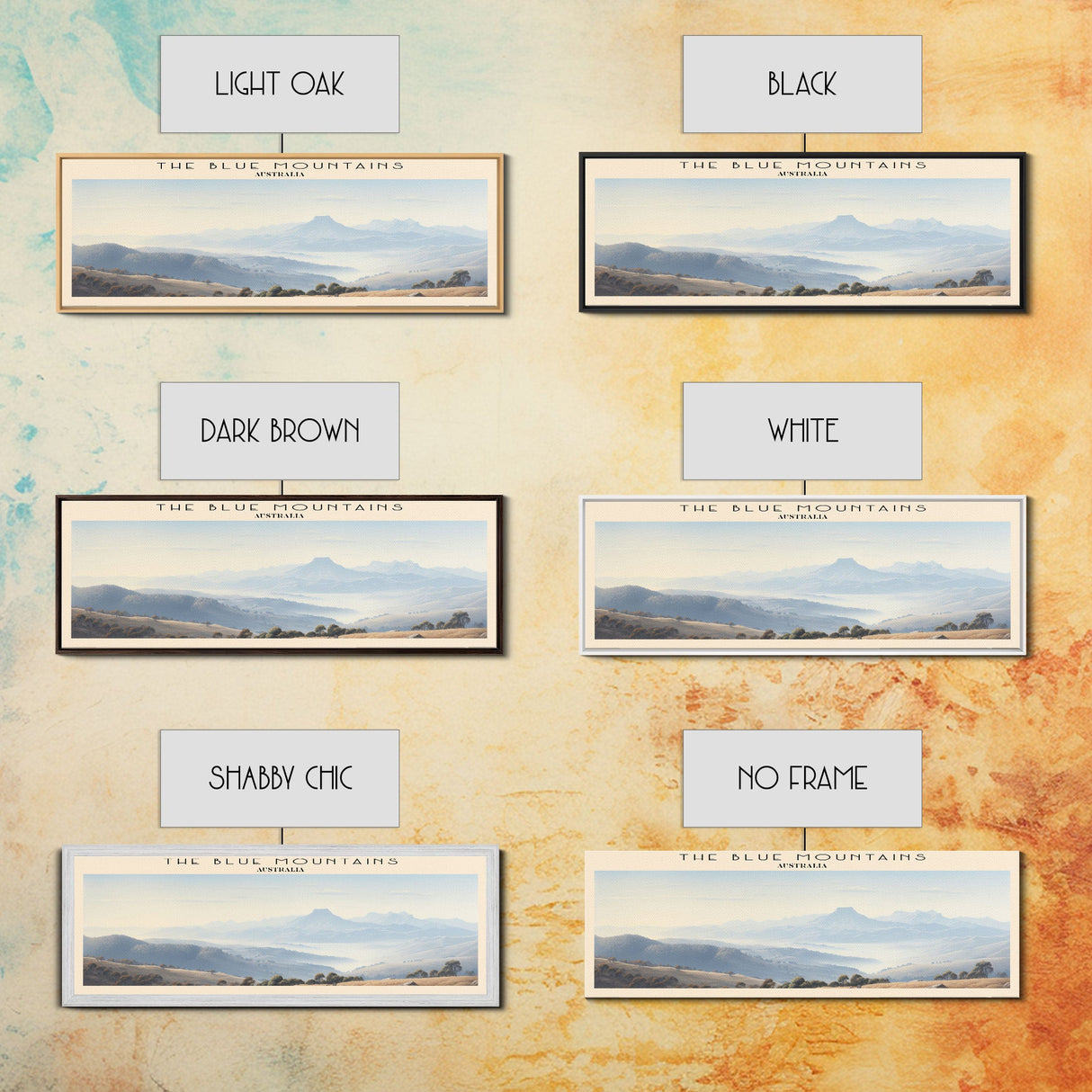 The Blue Mountains Travel Poster Print, Framed Canvas Wall Art, Metal Wall Art, COUNTRY art, Gift For Him, Travel Wall Art, Travel Lover Gift