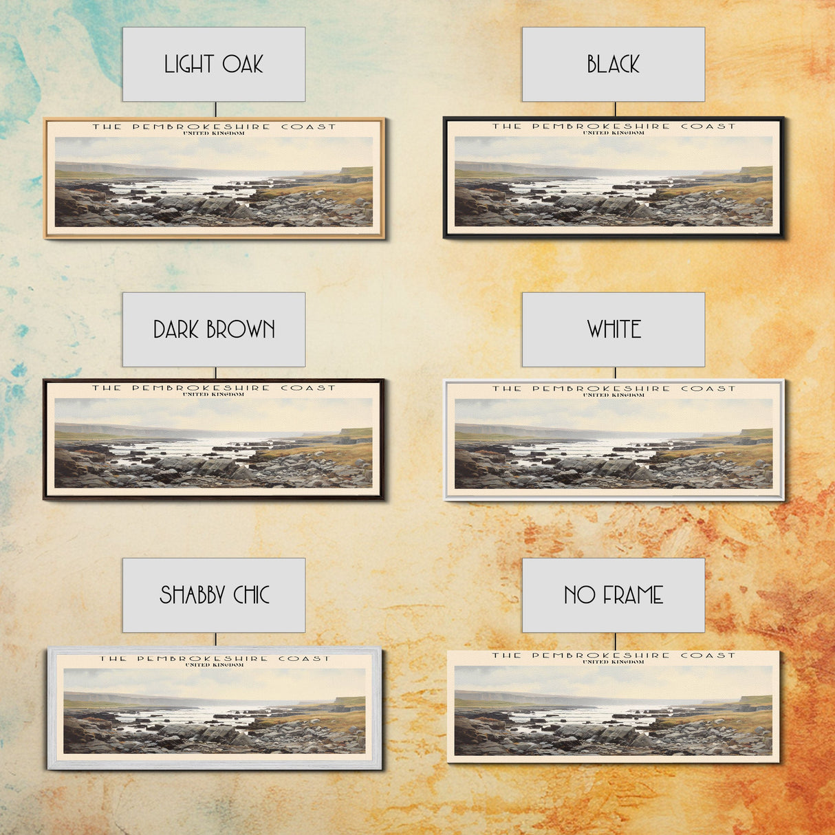 The Pembrokeshire Coast Travel Poster Print, Framed Canvas Print, COUNTRY Travel Art, Wood Framed Art, Wall Hanging, Home Decor