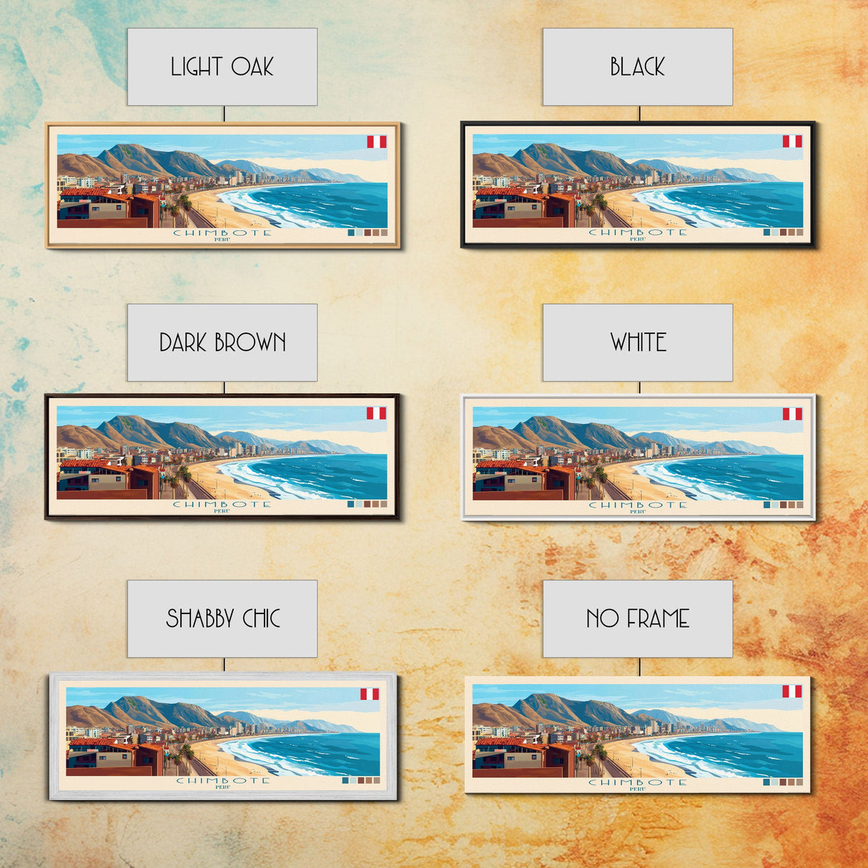 Chimbote, Peru Panoramic Travel Poster Canvas Print, Chimbote, Peru Painting, Peru Art, Chimbote Travel Art, Living Room Painting