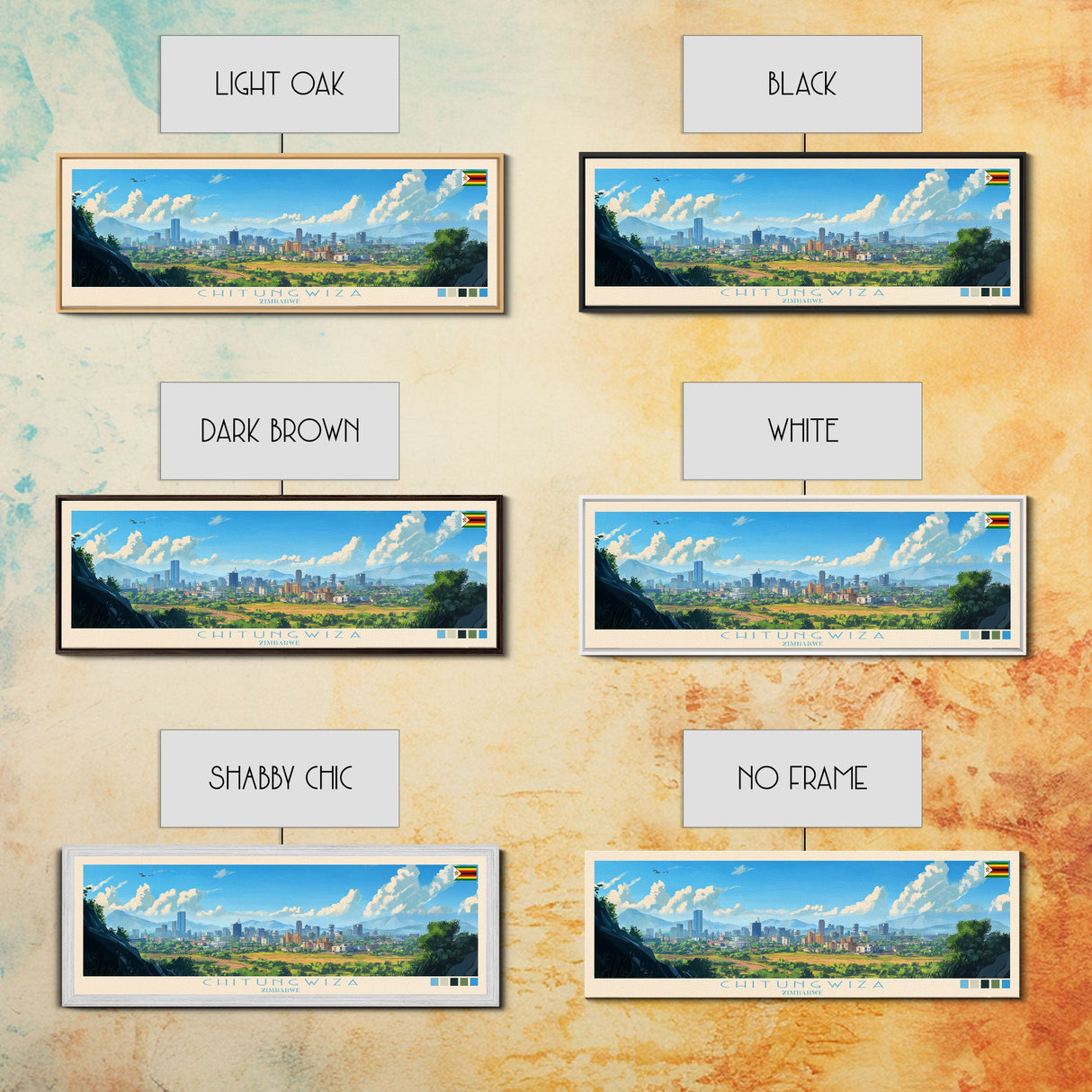 Chitungwiza, Zimbabwe Panoramic Travel Poster Canvas Print, Chitungwiza, Zimbabwe Painting, Zimbabwe Art, Chitungwiza Panoramic Travel Art, Travel Painting