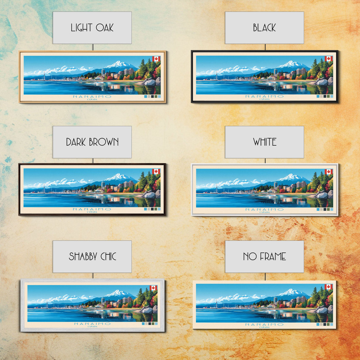 Nanaimo, Canada Panoramic Travel Poster Canvas Print, Nanaimo, Canada Painting, Canada Art, Nanaimo Travel Art, Guest Room Painting