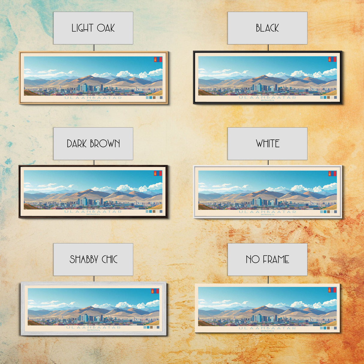 Ulaanbaatar, Mongolia Panoramic Travel Poster Canvas Print, Ulaanbaatar, Mongolia Painting, Mongolia Art, Ulaanbaatar Travel Art, Living Room Painting