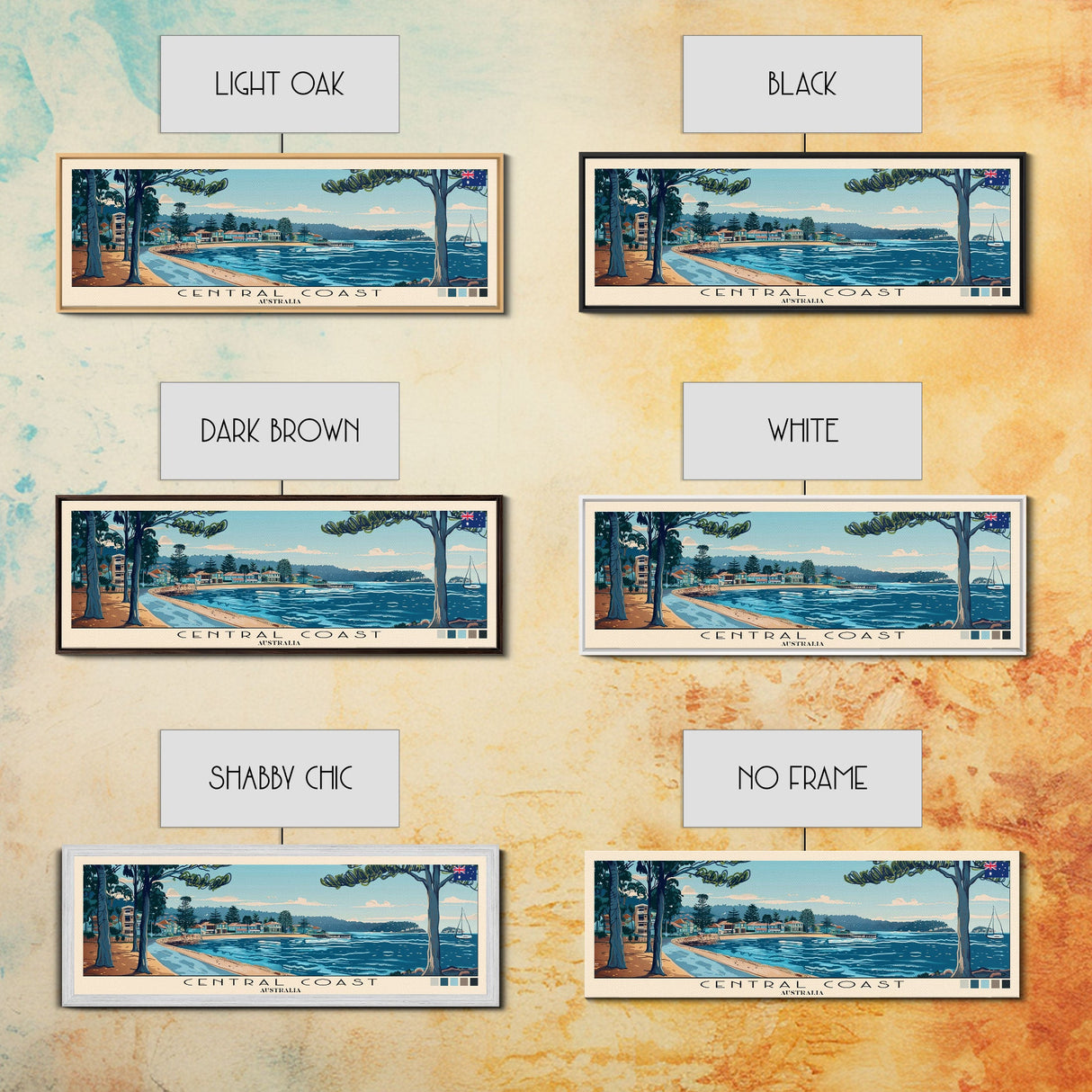 Central Coast, Australia Panoramic Canvas Print, Central Coast, Australia Painting, Australia Art, Central Coast Travel Poster, Travel Art, Vacation Gift