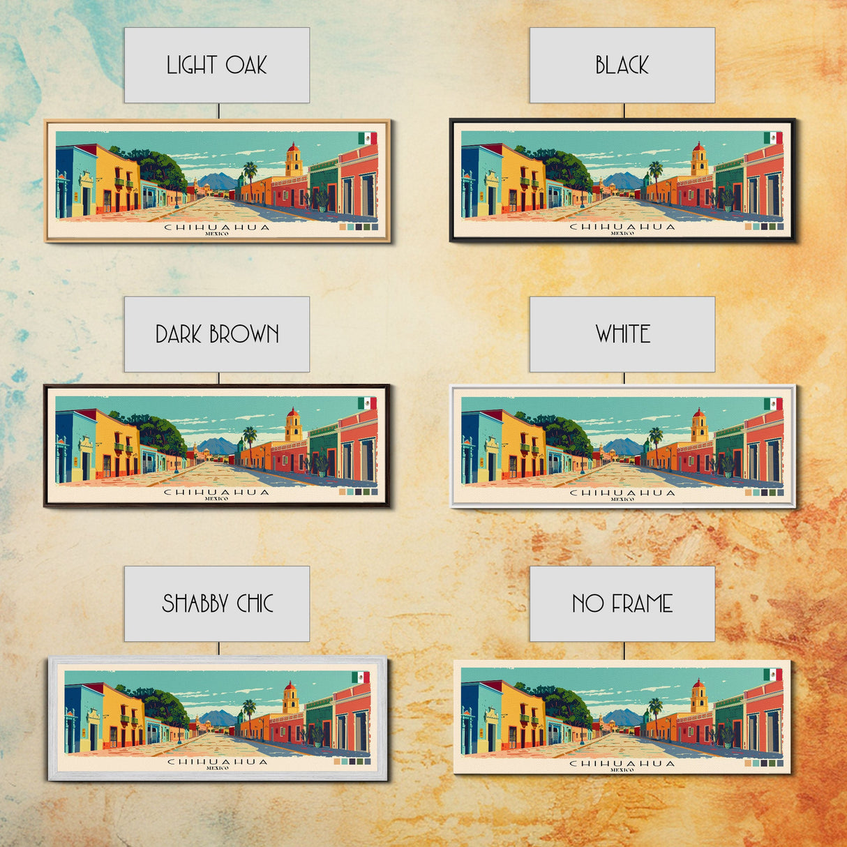 Chihuahua, Mexico Panoramic Canvas Print, Chihuahua, Mexico Painting, Mexico Art, Chihuahua Travel Poster, Travel Art, Vacation Gift