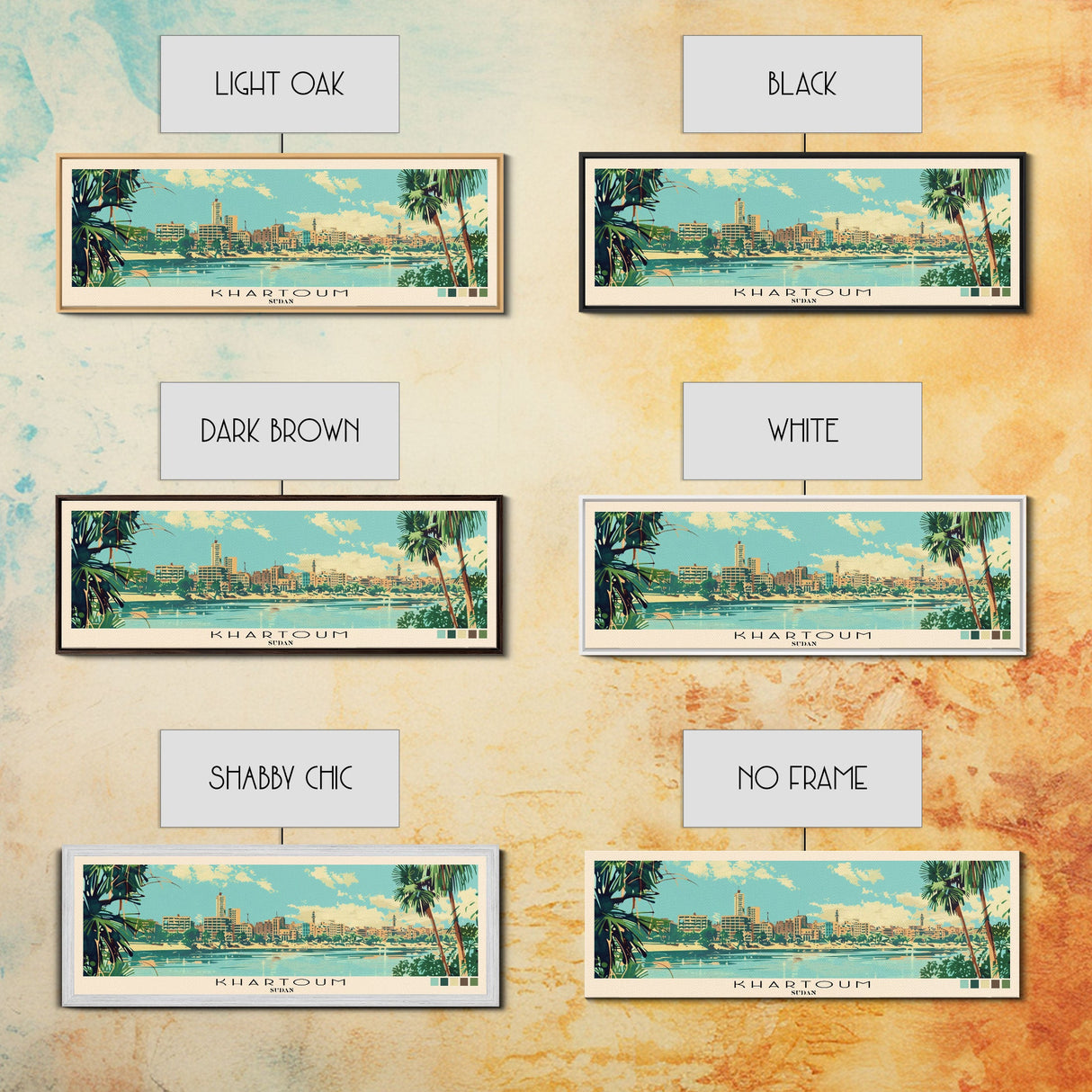 Khartoum, Sudan Panoramic Canvas Print, Khartoum, Sudan Painting, Sudan Art, Khartoum Travel Poster, Travel Art, Living Room Painting