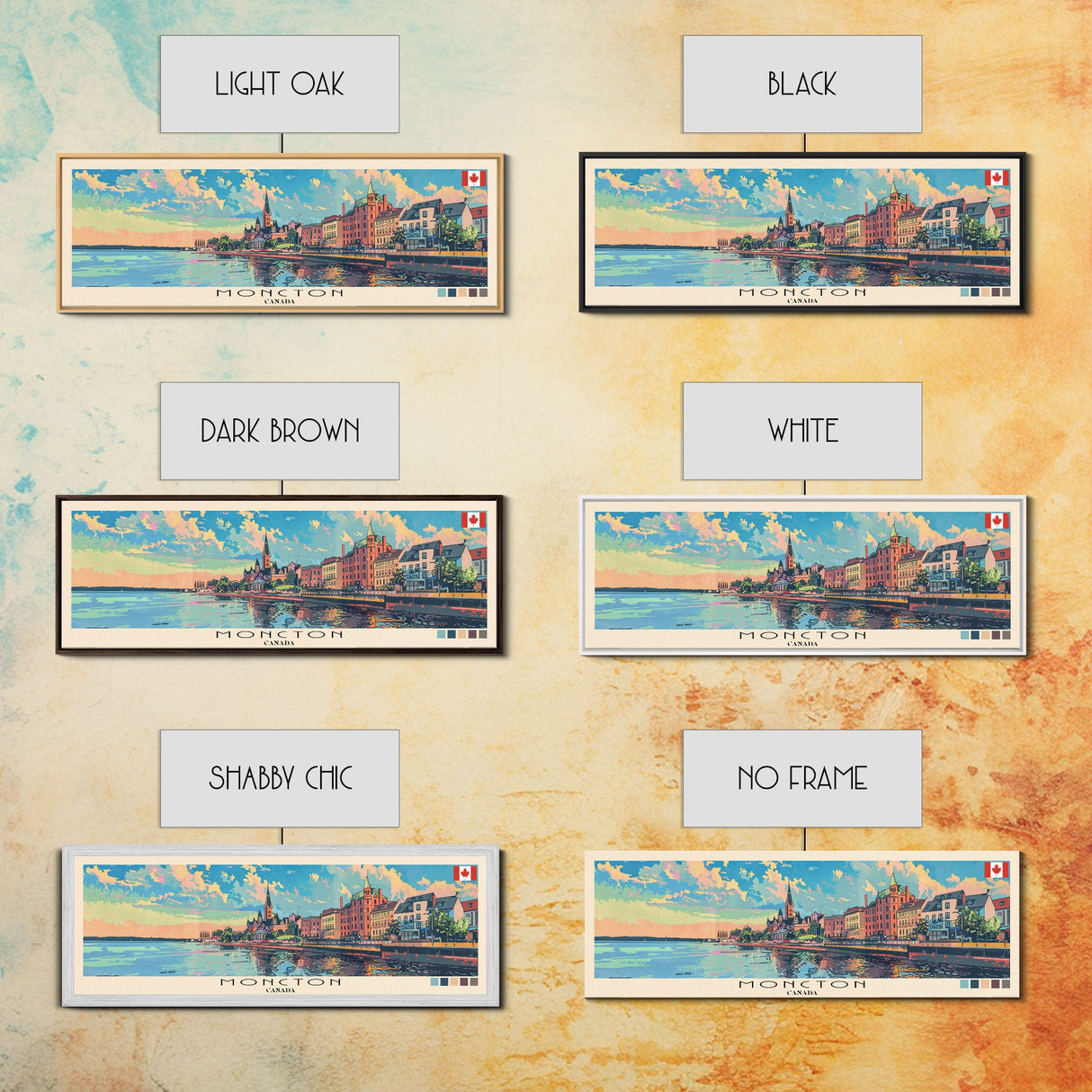 Moncton, Canada Panoramic Canvas Print, Moncton, Canada Painting, Canada Art, Moncton Travel Poster, Travel Art, Guest Room Painting