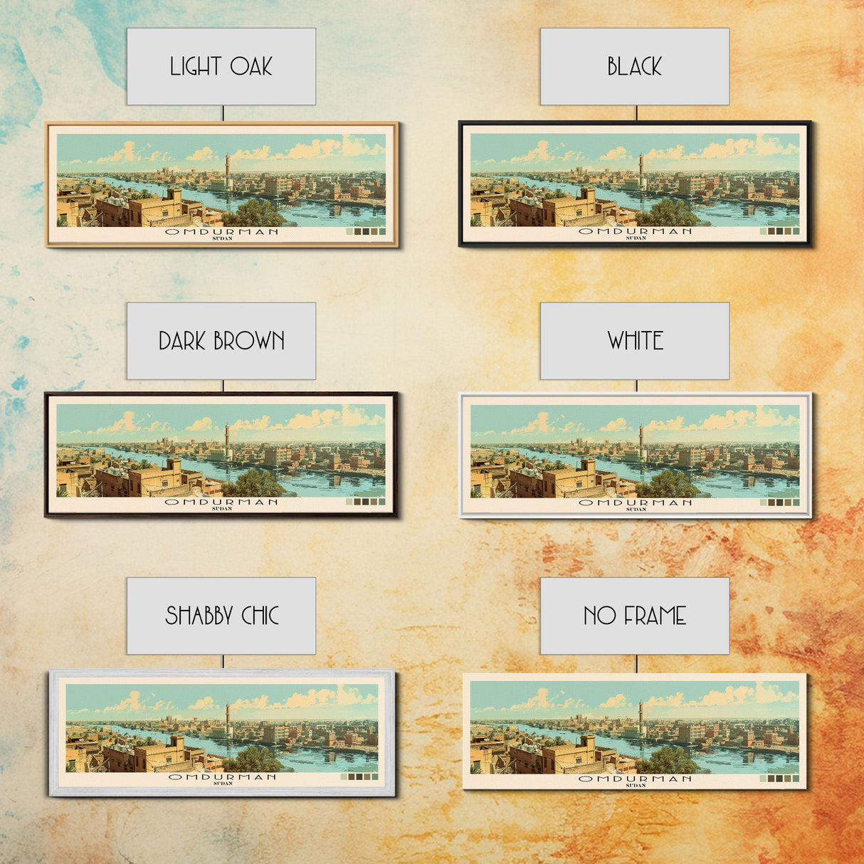 Omdurman, Sudan Panoramic Canvas Print, Omdurman, Sudan Painting, Sudan Art, Omdurman Travel Poster, Travel Art, Housewarming Gift