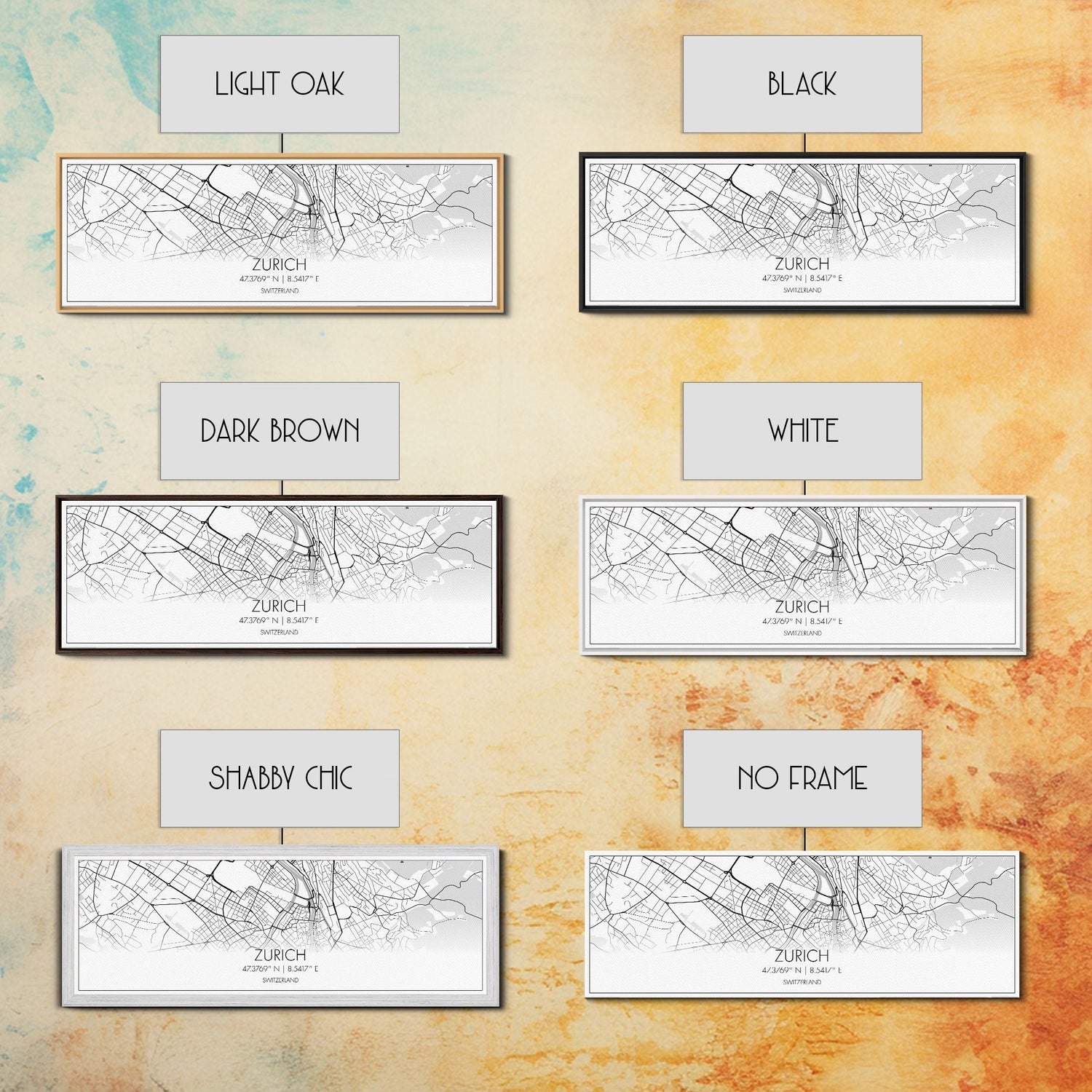 Panoramic Zurich City Map, Switzerland Art, Map Print, Minimalist Wall Art, Canvas Art, Housewarming Gift, Street Map Art, Closing Gift