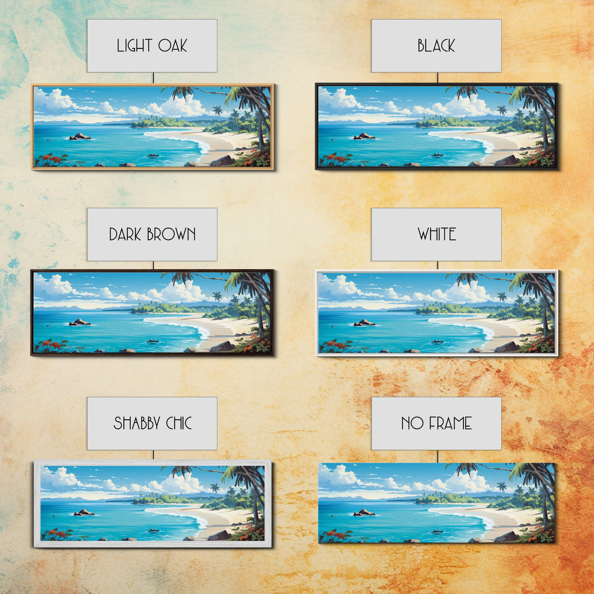 The Beach - Tropical Painting Framed Canvas Print - Hawaii Art - Tropical Decor - Above Sofa Wall Art - Wall Hanging