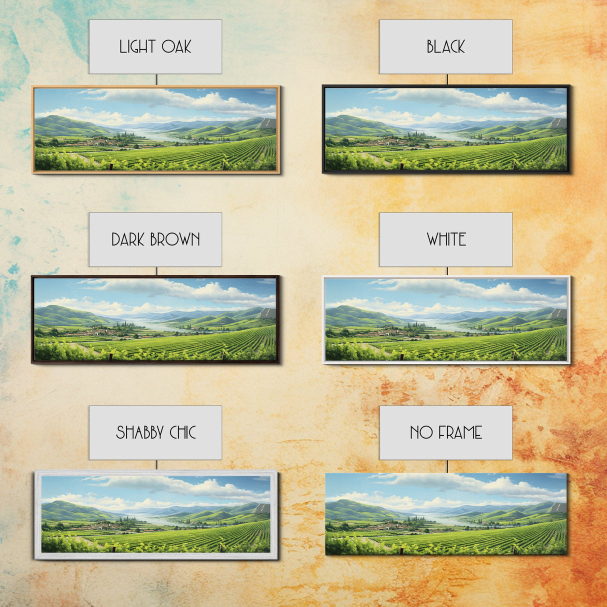 Italian Countryside Painting, Framed Canvas Print, Beautiful Scenic Panoramic Wall Art, Extra Wide Wall Decor, Guest Room Decor