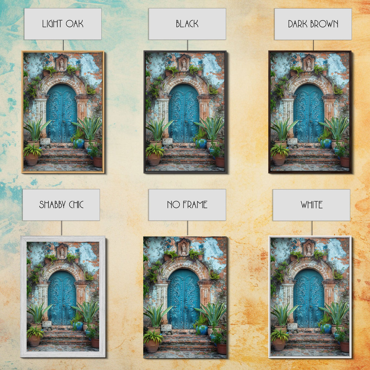 Change324 Mexican Wall Art, Framed Canvas Print, Old Town Mexico Architecture Wall Art, Framed Art