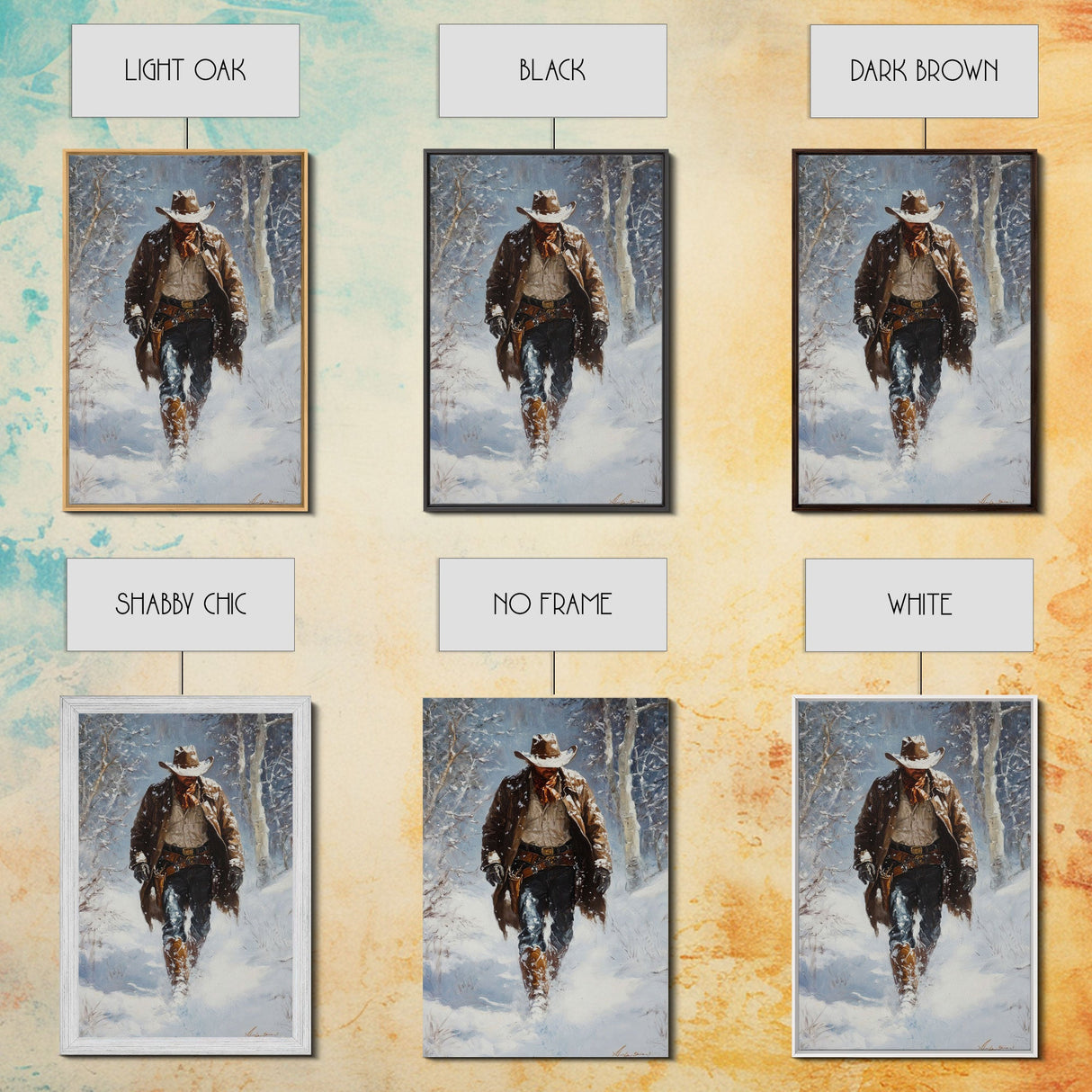 Cowboy Riding Horse in Snowy Forest Canvas Print, Winter Wall Art, Western, Rustic Christmas Wall Art, Seasonal Holiday Decor, Canvas Print